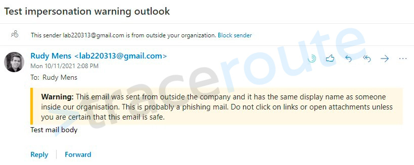 How To Warn users for Email Impersonation Phishing mail