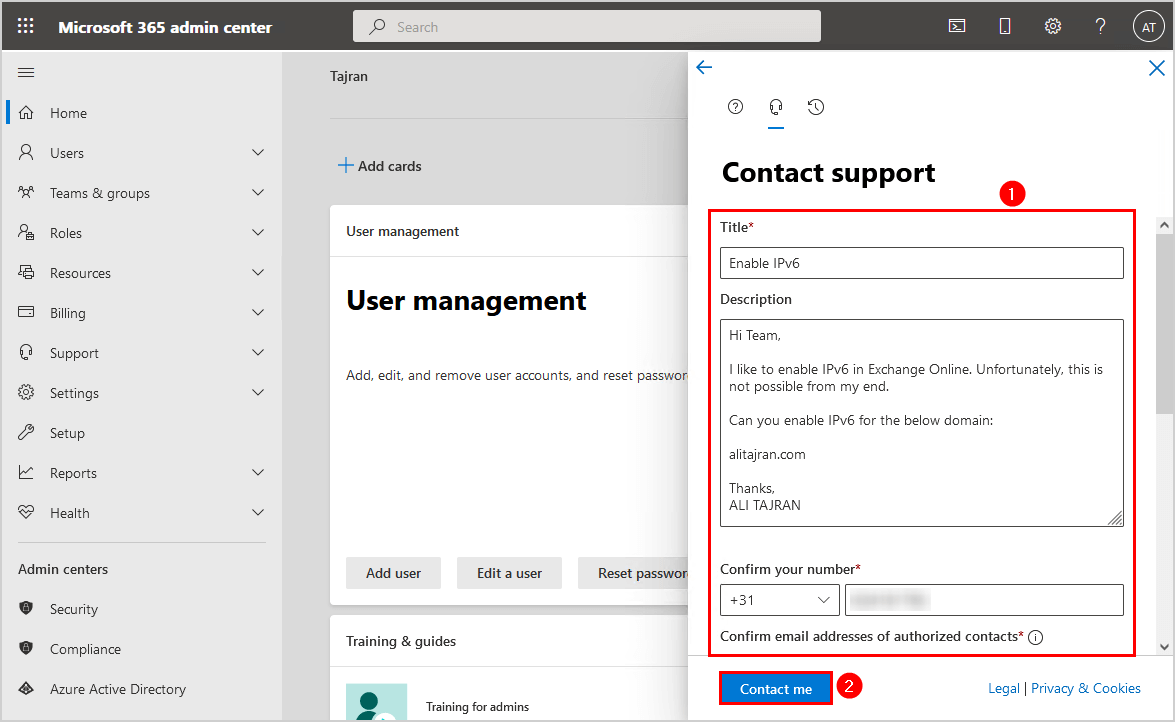 Enable IPv6 in Exchange Online contact support